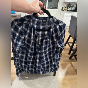 a.n.a Long sleeve deep v neck flannel dress shirt